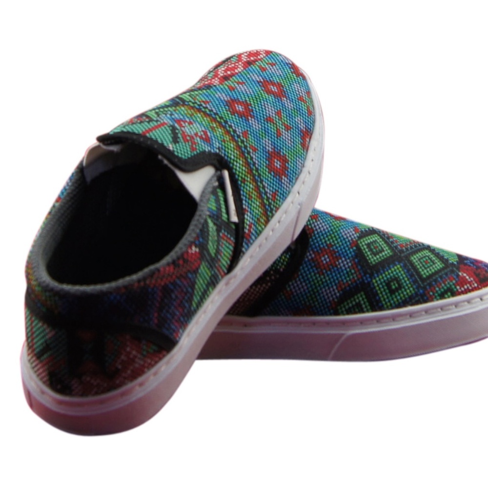 WOMEN'S PRINTED CANVA SNEAKERS ARTISAN TEXTURE ART - Picture 2 of 5